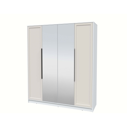 Шкаф распашной Тренд КТ-Ш4 (з) (Белый платинум ЛДСП/ Кашемир ЛМДФ) Ш1800 В2128 Г547